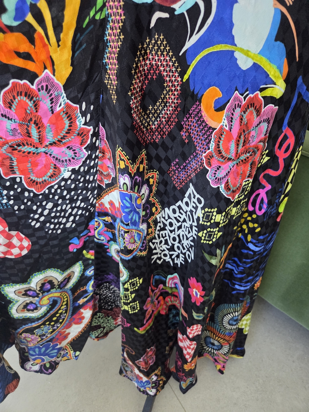 Johnny Was Eva Love Dress Maxi Bohemian V-Neck, Black Multicolor Print S - Picture 9 of 13